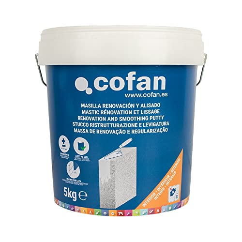 Cofan Masilla de Renovación y Alisado en Pasta | Para Uso Interior | Cantidad: 350 g, 750 g o 5 kg (5 kg)