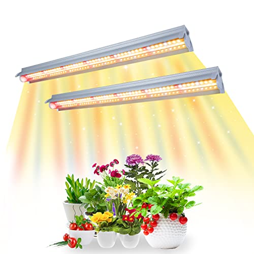 COKOLILA 2 piezas Lámpara de planta LED T5, lámpara de cultivo LED de espectro completo de 42 cm, luz de planta con función de reflector/cadena de margaritas para siembra, estantes de cultivo