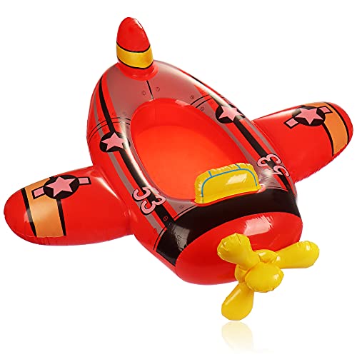 COM-FOUR® Bote de Goma Inflable para niños - Figura de natación para divertirse en el Agua - con diseño de avión (Avion Rojo)