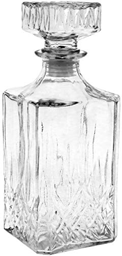 com-four® Licorera de vidrio clásico para whisky, coñac, licor, decantador de whisky aproximadamente 900 ml