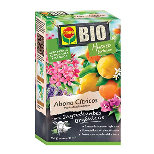 COMPO BIO Huerto Urbano Abono Cítricos y Plantas Mediterráneas, Liberación lenta, Apto para agricultura ecológica, Pellets, 750 g