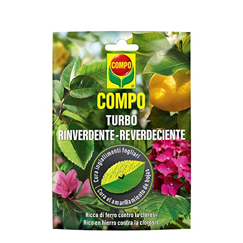 COMPO Turbo Reverdeciente, Cura el amarillamiento de hojas, Para todo tipo de plantas, Gránulos solubles, 20 g