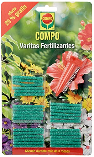 COMPO Varitas fertilizantes para plantas de interior y exterior, Larga duración de hasta 3 meses, 30 unidades