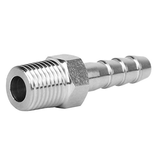 Conector de unión de púas, acoplamiento rápido, accesorio de tubería de acero inoxidable, antioxidante de 1/4 pulg. Para tubería neumática para manguera de(BSPT1/4-10mm)