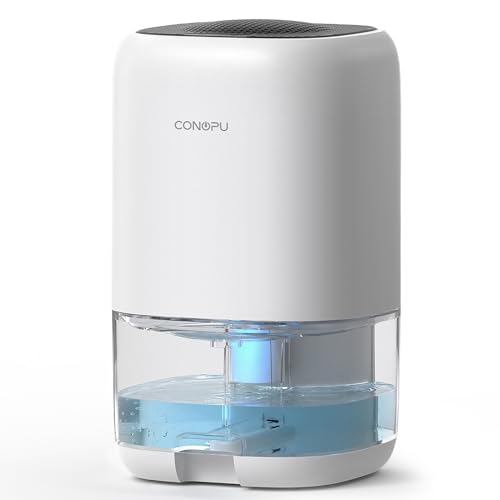 CONOPU DH-CS01 Deshumidificador para el Hogar, Apagado Automático y Luz LED de Colores, Blanco