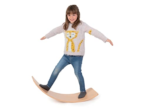 CONTRAXT Tabla Curva Montessori niños. Tabla de Equilibrio de Madera Montessori Niños Balance Board MAX 70 kg Balancin Waldorf Bebe Juguetes Juegos Psicomotricidad Infantil