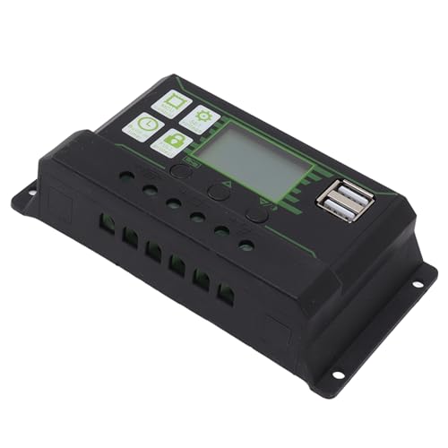 Controlador de Carga Solar, Regulador de Panel Solar Seguro Operación de Botón Fácil USB Doble Inteligente Compensación de Temperatura Automática para Paneles Solares (40A)