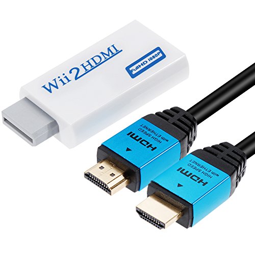 Convertidor de Wii a HDMI Real 720P 1080P HD Salida de Audio Video Adaptador Convertidor con Alta Velocidad Cable HDMI 1M Admite Todos Los Modos de Pantalla de Wii