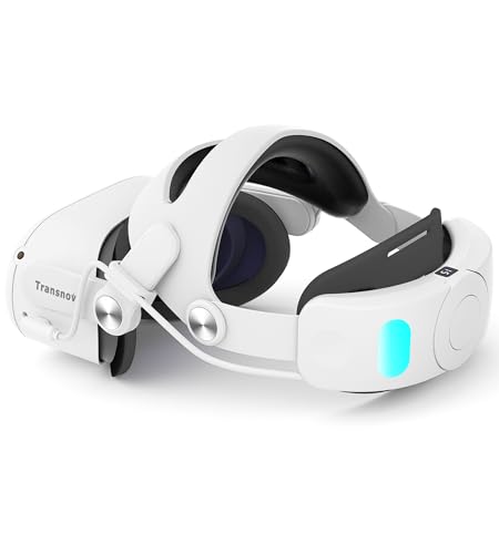 Correa Elite Ajustable Compatible con Oculus/Meta Quest 2 con 6000 mAh batería, TRANSNOVO VR Accesorios Reduce Presión de Cabeza, Cómodo de Llevar