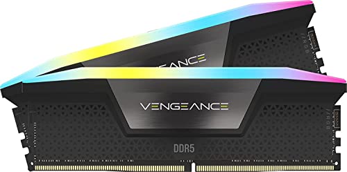 Corsair Vengeance RGB DDR5 32GB (2x16GB) 6400MHz C32 Memoria de Sobremesa Optimizada de Intel (Iluminación Dinámica Diez Zonas, Regulación de Tensión, Perfiles XMP 3.0 Personalizados) Negro