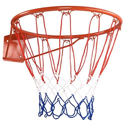 COSTWAY Ø 45 cm Canasta de Baloncesto con Red, Marco de Acero y Red de Nylón, Canasta Baloncesto Pared, Juguete para Interior y Exterior (Estilo 1)