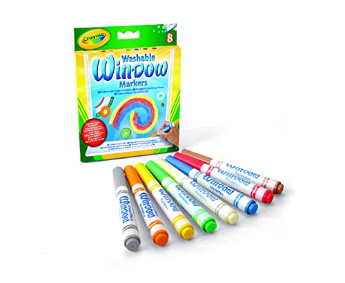 CRAYOLA - Juego de Rotuladores para Ventanas Lavables, 8 Colores Diferentes, para Decorar Superficies Espejadas, a Partir de 3 Años, 58-8165