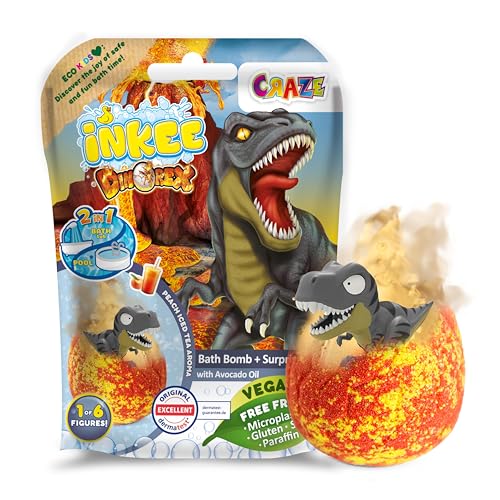 CRAZE INKEE Bombas Dinorex, juguetes baño para Bañera o Piscina de Niños con Olor Sorpresa, Multicolor 35597, 1x