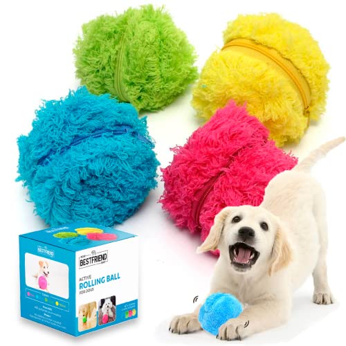 CREADY® Active Rolling Ball Pelota interactiva, Juguete se Mueve Sola con 4 Fundas de Colores, para Perros y Cachorros