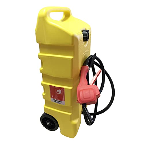 CStern Depósito de combustible portátil de 53 litros con ruedas y bomba de sifón de transferencia de líquido y manguera de 3 metros (amarillo)