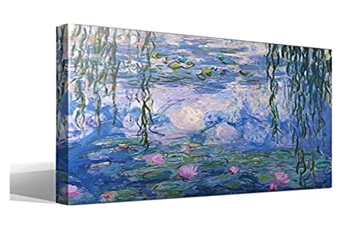 Cuadro wallart - Nenúfares X de Oscar Claude Monet - Impresión sobre Lienzo de Algodón 100% - Bastidor de Madera 3x3cm - Ancho: 95cm - Alto: 70cm