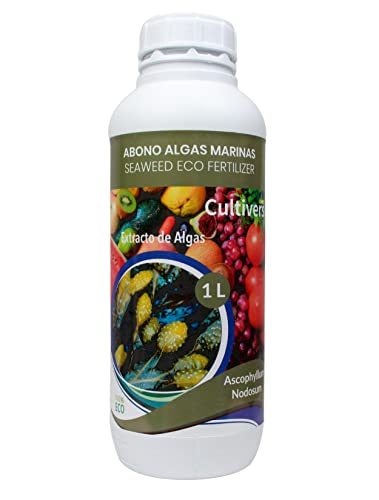 CULTIVERS Fertilizante Algas Marinas Líquido 1 L . Abono orgánico para plantas extracto de Ascophyllum nodosum. Potenciador de crecimiento, estimulador de raíces, mejora la producción