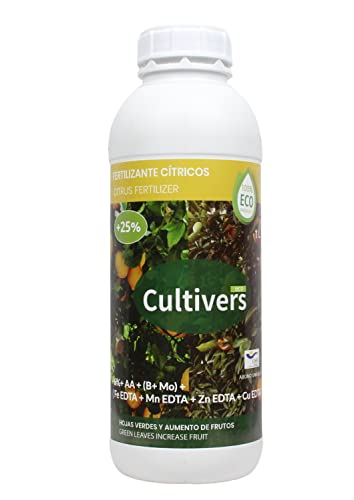 CULTIVERS Fertilizante Cítricos Ecológico 1 L. Abono Líquido Hojas más Verdes y Aumenta del Tamaño Fruto. Abono 100% Natural