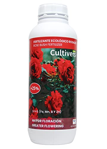 CULTIVERS Fertilizante Rosales Ecológico 1 L. Abono líquido. Hojas más Verdes, Mayor Floración e Intensifica el Color con Macronutrientes y Micronutrientes. 100% Orgánico