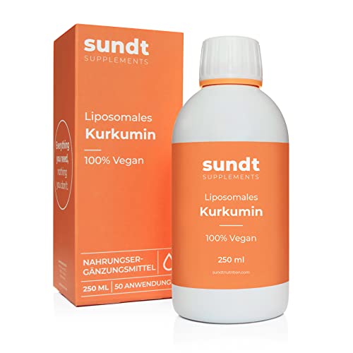 Curcumina liposomal líquida como antioxidante natural contra la inflamación - Frasco de 250 ml - 50 aplicaciones - Vegano y sin OGM - Hecho en la UE - Sundt Nutrition® Suplemento alimenticio