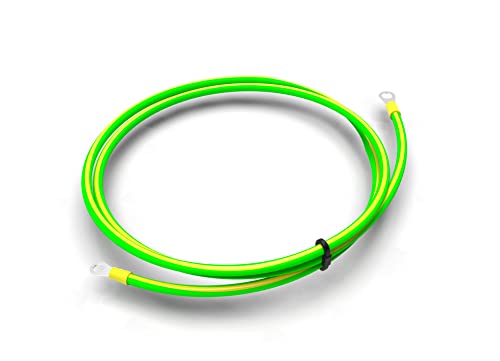 CusoTec Cable de toma de tierra verde y amarillo 6 mm², terminal de cable anular aislado con ojal a tierra, armario de servidores, panel de conexiones (20 cm)