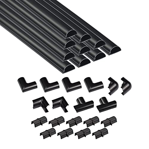 D-Line Canaletas Adhesivas de PVC para Cables, Multipack de 10 Piezas de 40 cm de Longitud, Solución para organizar, Proteger y Cubrir Cables, Color Negro, 30 x 15 mm (Mini)