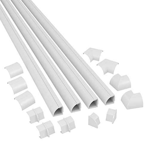 D-Line Canaletas para cables en forma de cuadrante - Multipack de 4 piezas (22x22 mm) de 1 metro de longitud en color bianco