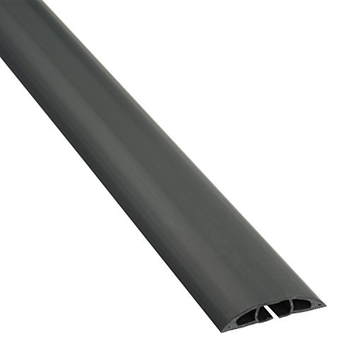 D-Line CC-1/9M Canaleta pasacables para suelo, Protector de cables, Cubre cables suelo - Cavidad para cables = 17mm (anch.) x 9mm (alt.) - 9-metro longitud - Negro