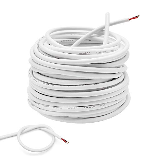 D-Orange 10M Cable Eléctrico Blanco, Redondo de PVC, 2 Núcleos, Diámetro Exterior 3 MM, Resistente al Desgaste, Anti-Oxidation para Instalar Electrodomésticos de Baja Potencia