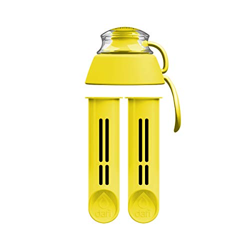 DAFI 2 Filtros de Recambio + Tapón para Botella SOFT Deporte con Filtro | Recambios | Purificador, Filtrador de Agua Grifo | Cartuchos | Sin BPA | Filtros de carbón | Amarillo