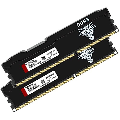 DDR3 16GB Kit (8GBx2) 1600MHz Memoria Ram Escritorio Udimm PC3-12800 Sin ECC Sin Búfer 1.5V CL11 2Rx8 Dual Rank 240 Pin Módulo de Actualización de Memory para PC de Sobremesa (Negro)