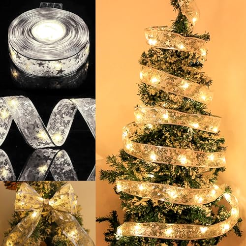 DecoracióN Con Cinta De Navidad, 5M 50 Led Cinta áRbol De Navidad, Cinta De Navidad, DecoracióN Con Cinta De Encaje Para La DecoracióN Del áRbol De Navidad De Interior Al Aire Libre, Fiesta, Boda (B)