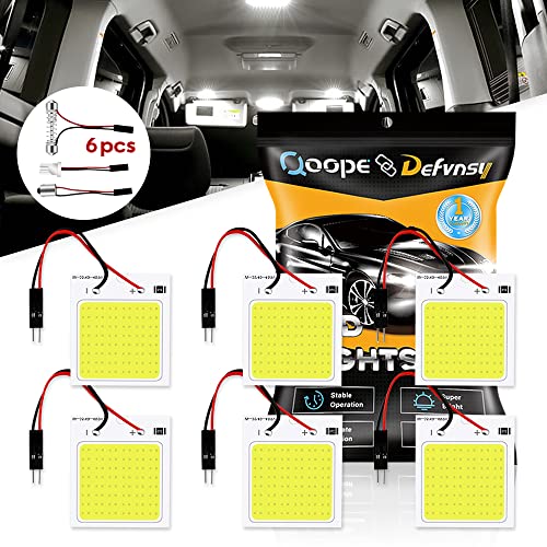 DEFVNSY Pack de 6 Luces LED de 300 lúmenes COB 48-SMD 12V DC para iluminación Interior del Coche, Panel de iluminación de cúpula, lámpara de Techo con Bombillas T10, BA9S, Adaptador Festoon