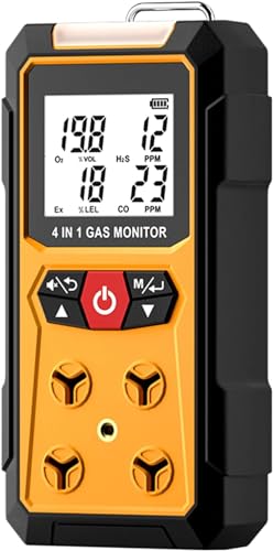 Detector de Fugas de Gas 4 en 1 (H2S, EX, O2, CO) - Monitor de Seguridad Confiable para el Hogar y el Lugar de Trabajo con Detección Precisa, Recargable, Construcción Resistente y Alertas Instantáneas