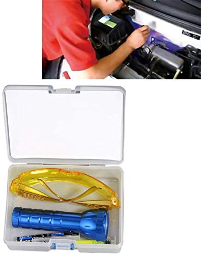 Detector de Fugas,Herramienta de Reparación,Gas Detection Kit con LED Flash Light y Gafas de Seguridad - Kit de detección de Fugas de Aire Acondicionado para Coche