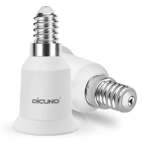 DiCUNO E14 a E27 Socket Adapter Socket Convertidor Adaptador de base para bombillas LED y bombillas incandescentes y halógenas y lámparas CFL, Casquillos de lámpara 2 Piezas