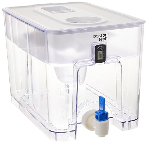 Dispensador de agua filtrada Fresia. Compatible con filtros Brita Maxtra, Maxtra+, Perfect fit, Amazon basic entre otros. Reduce la cal, cloro.1 filtro REGALO Hydro Pure+ Boston Tech. Capacidad 9L.