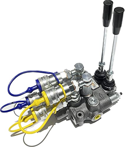 Distribuidor oleodinámico doble efecto de 2 palancas 3/8" 40 litros 180 bar completo con injertos rápidos