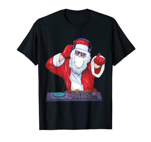 Dj Santa Navidad Noche Hip Hop EDM DJ Mezclador Música Fiesta Camiseta