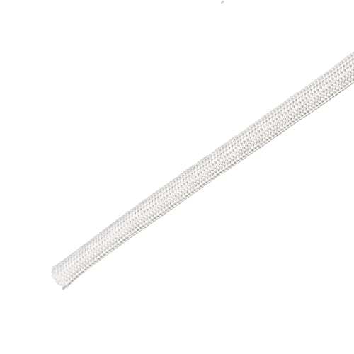 DMiotech 6mmx3.0m(9.8ft) Fibras Vidrio Manga Aislante Pequeñas Líneas Tela Tubo para Alambre Protección Resina Blanco