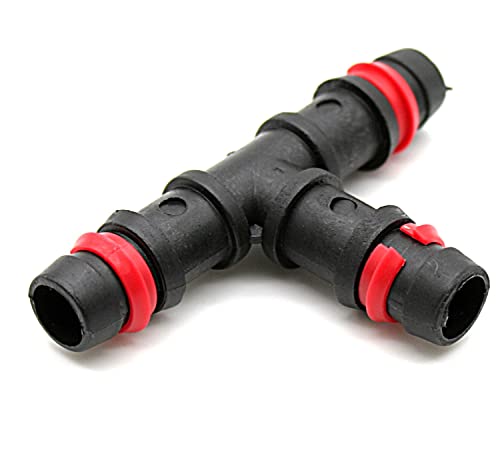 DOJA Barcelona | T Riego 16mm | Pack 25 | Conectores T para Manguera de Riego por Goteo | Ø 16mm | con Anillas Seguridad | Accesorios Riego por Goteo | para Manguera Jardin, Tubo Riego, Riego Huerto