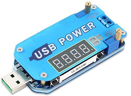 DollaTek 15W USB Step UP Módulo de Fuente de alimentación Boost Convertidor Ajustable Potenciómetro de Control de Velocidad del Ventilador con Pantalla LCD - Azul