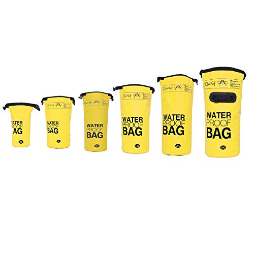 DonDon Dry Bag Bolsa Impermeable 2l, 5l, 10l, 15l, 20l, 30l con Bandolera - Amarillo 10 litros