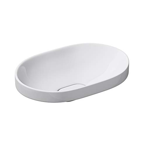 doporro Lavabo empotrado de cerámica en blanco, diseño Brüssel-5006A, 58 cm de ancho | Incluido Nano-sellado