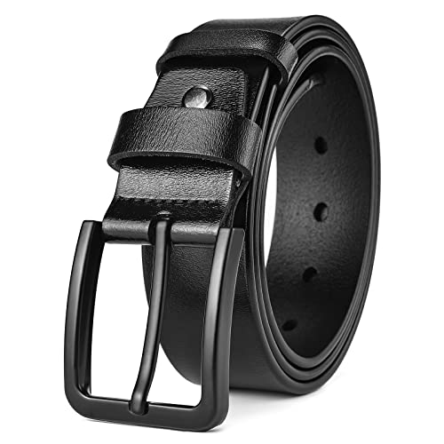 DORRISO Moda Cinturón Hombre Cuero Genuino Cinturones Hombres Grande Cinturón para Viajar Negocio Hombre Cinturón 115-125 CM Negro B