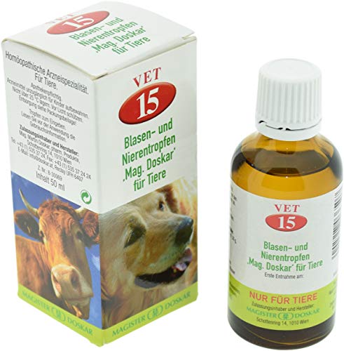 DOSKAR para animales nº 15 - Gotas homeopáticas para la vejiga y los riñones, 50 ml