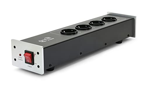 Dynavox Filtro de Red Hi-Fi X1000S Regleta de 4 Tomas filtradas, luz LED indicadora para una Correcta Fase de Fase, Color Plateado
