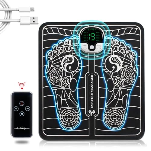 Dyroe EMS - Masajeador de pies eléctrico USB - 8 modos, 19 frecuencias ajustables, masajeador de salud de pies, promueve la circulación sanguínea, reduce el dolor muscular