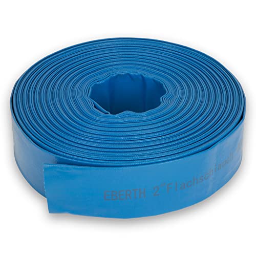 EBERTH Manguera plana de 2 pulgadas para bombas de 40 m de longitud, 52 mm de diámetro, flexible y resistente, de PVC, para riego, color azul