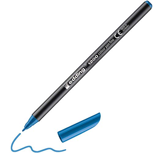 edding 1200 rotulador de color de trazo fino - azul claro - 1 rotulador - punta redonda de 1 mm - marcador dibujar y escribir